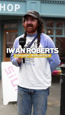 Iwan Roberts of Siop Shop in Manchester enjoying his Death Row Dinner, interview conducted in Welsh.