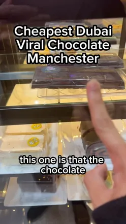 Viral Dubai chocolate cake at Sy Cake, 1 Dagenham Rd, Manchester, showcasing Manchester food scene.