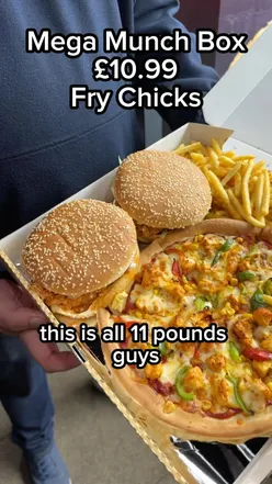 Fry Chicks Munch Box at 80 Randal St, Blackburn, featuring Manchester food favorites.