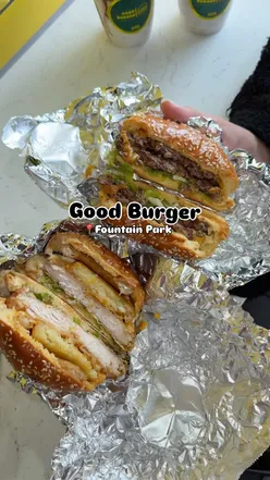 Juicy smash burgers at Good Burger, Dundee Terrace, Edinburgh, perfect for dine-in or takeaway.