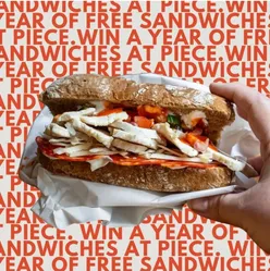 Piece Glasgow 17th birthday giveaway; win a year of free lunches, choose daily sandwich or salad. Enter by following, liking, and commenting.