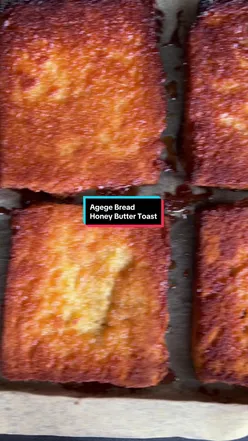 Golden Agege bread toast with honey butter, baked to perfection, ideal for serving with ice cream or fresh fruits.