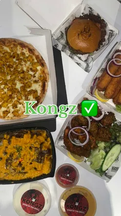 Coffee burger, cheesy burger, and mozzarella sticks at Kongz Drive-Thru Glasgow. New menu items available now.