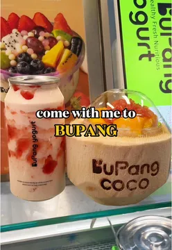 Coconut yogurt dessert at BuPang Yogurt Teapresso in Manchester Chinatown, Asian dessert with tropical flavors.