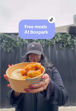 Delicious free meals at BOXPARK Shoreditch: Black Bear Burger, Viva Falafel, Yoki Social Club, Love Churros, After School Cookie Club.