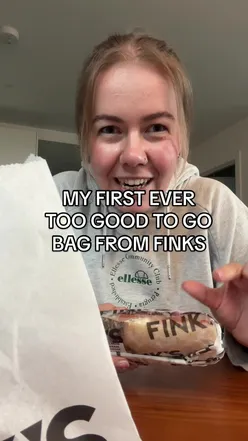 A delicious Too Good To Go bag from Finks, featuring a sandwich and croissant, enjoyed in London.