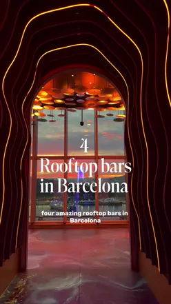 Top 4 Barcelona rooftop bars: Sercotel Rosellón, Terrassa de Vivi, Noxe, and Nobu, offering stunning views and cocktails.