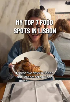Delicious food spots in Lisbon, featuring seafood, chicken, brunch, and pastel de nata treats.