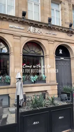 Bottomless brunch at Aveika on Newcastle Quayside with vibrant atmosphere, popular among Newcastle bloggers.