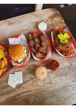 Ice cold draft Diet Cokes and delicious fried chicken at Birds Fried Chicken in Glasgow, perfect comfort food experience.