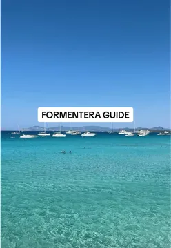 Stunning Formentera beach with white sand and clear waters, perfect for summer relaxation and dining at local restaurants.