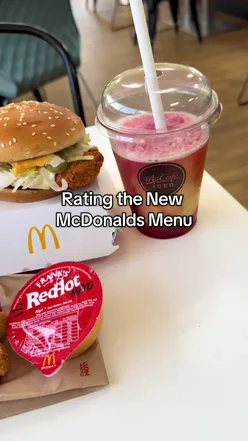 New McDonald's UK menu items: Franks Red Hot McSpicy, Steakhouse Stack, Biscoff Frappe, Biscoff McFlurry, Frozen Cherry Lemonade.