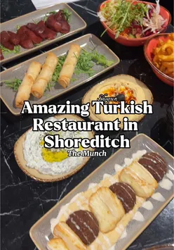 Mixed grill, hummus, Turkish bread, lamb ribs, and baklava at The Munch, a late-night Turkish restaurant in Shoreditch.